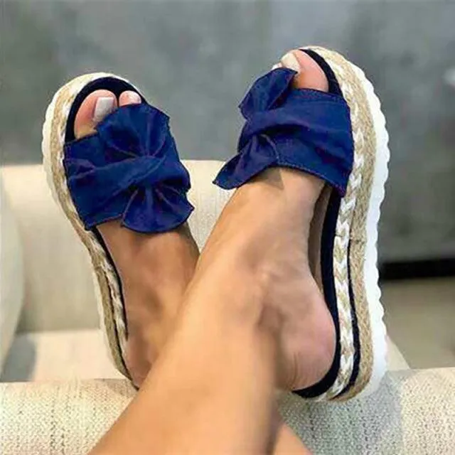 Women Bow Platform Sandals/Slipper Outdoor Flip-flops Wedge Sandals