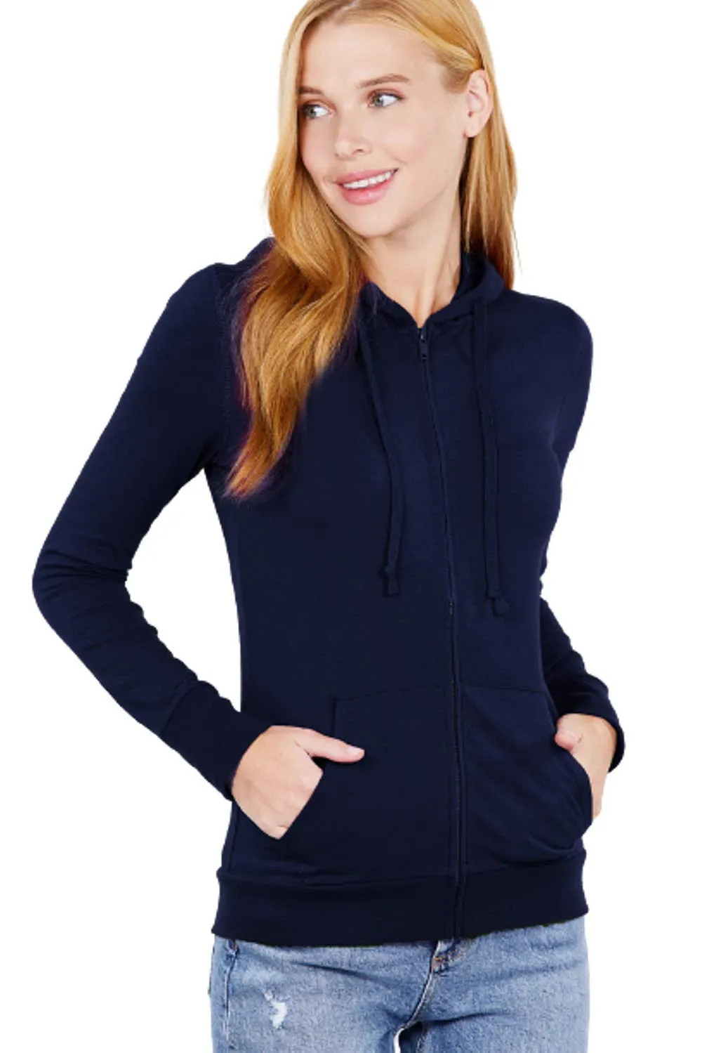 Women Full Sleeve Outerwear Zip Up Hoodie Casual Sweatshirt Jacket