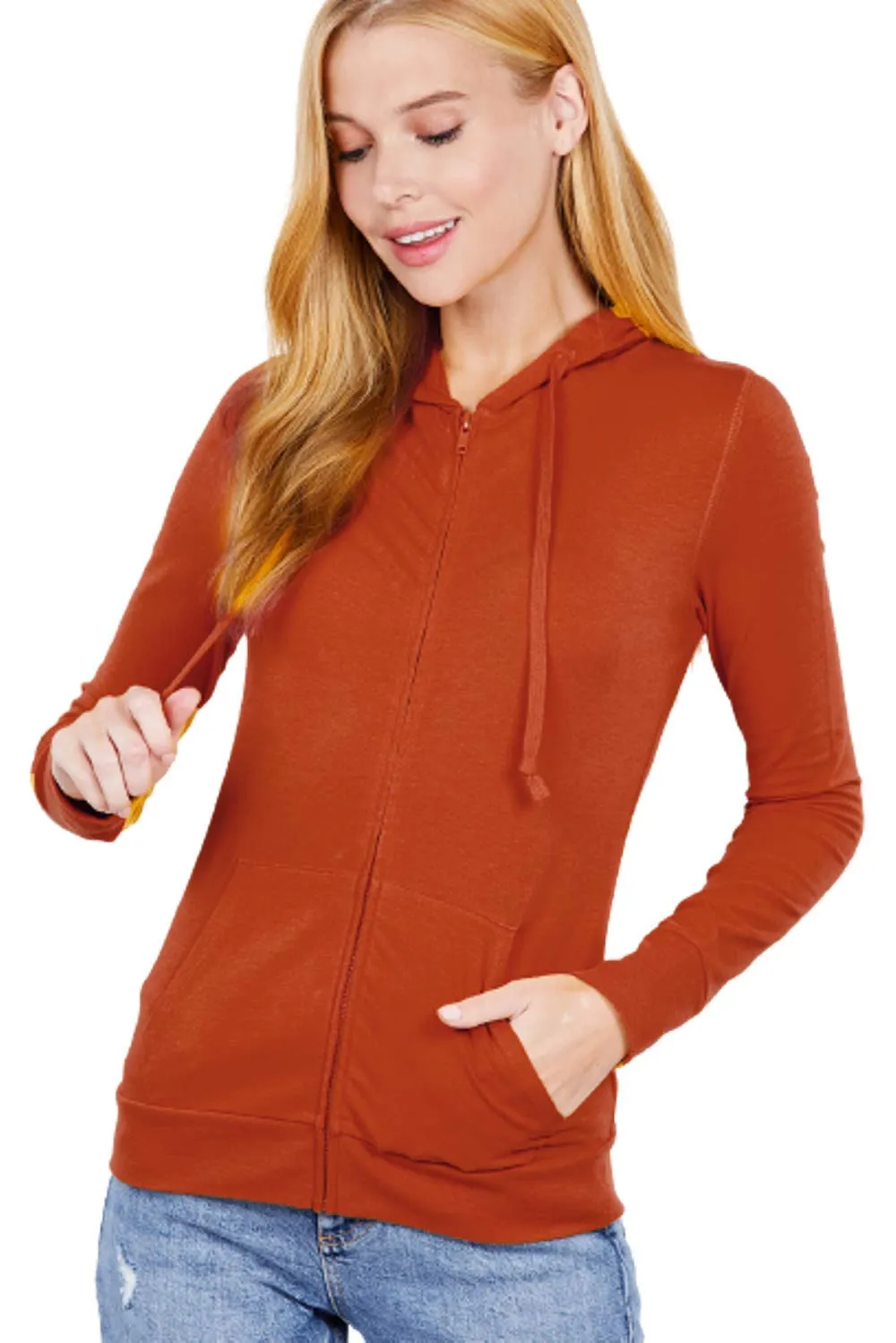 Women Full Sleeve Outerwear Zip Up Hoodie Casual Sweatshirt Jacket