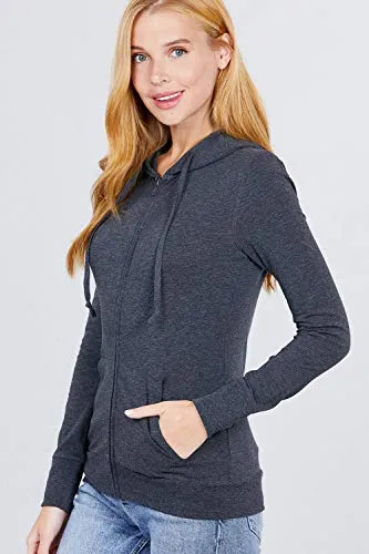 Women Full Sleeve Outerwear Zip Up Hoodie Casual Sweatshirt Jacket