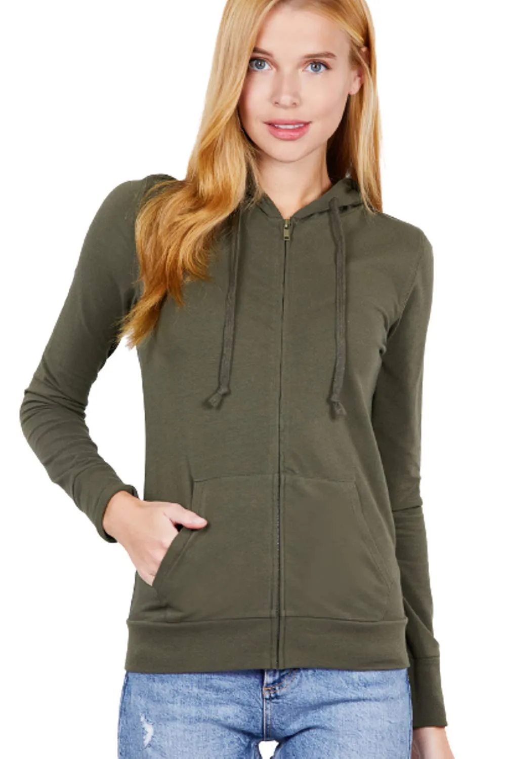 Women Full Sleeve Outerwear Zip Up Hoodie Casual Sweatshirt Jacket