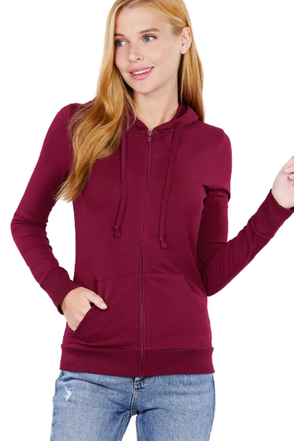 Women Full Sleeve Outerwear Zip Up Hoodie Casual Sweatshirt Jacket