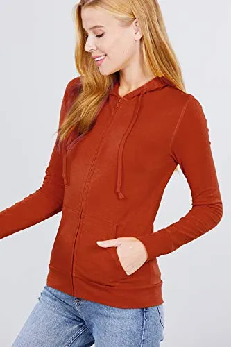 Women Full Sleeve Outerwear Zip Up Hoodie Casual Sweatshirt Jacket