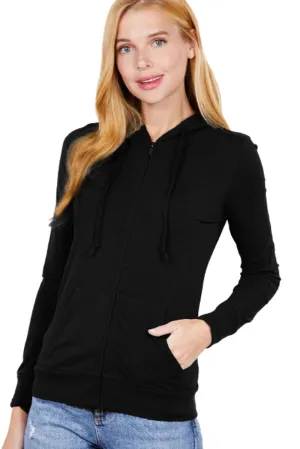 Women Full Sleeve Outerwear Zip Up Hoodie Casual Sweatshirt Jacket