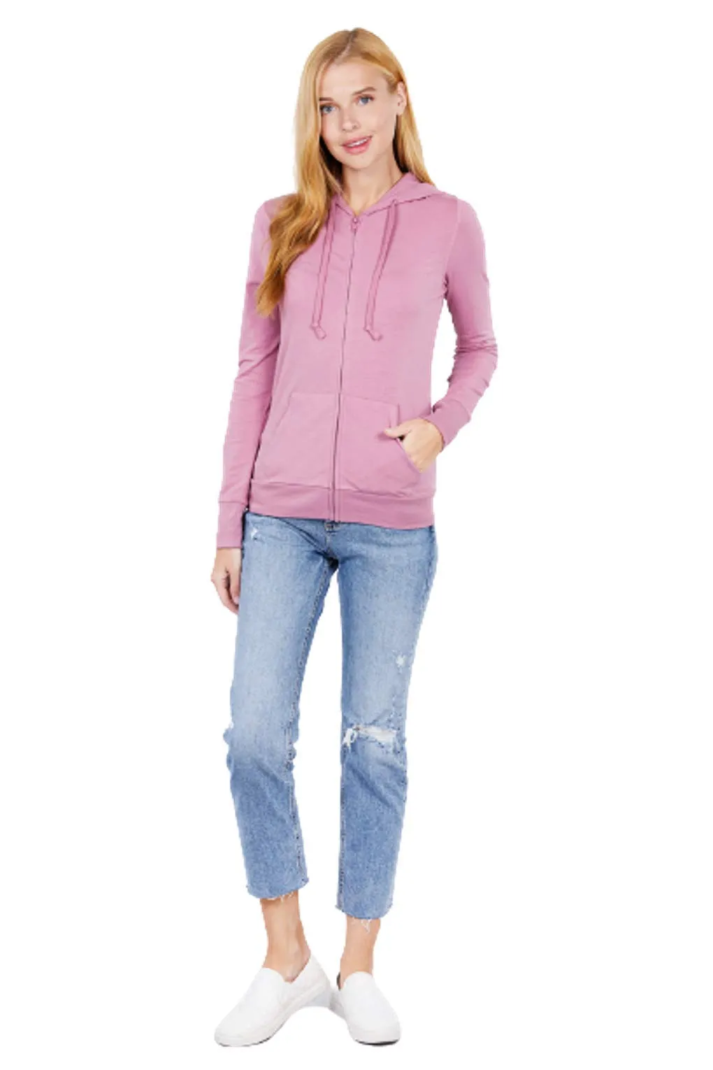 Women Full Sleeve Outerwear Zip Up Hoodie Casual Sweatshirt Jacket