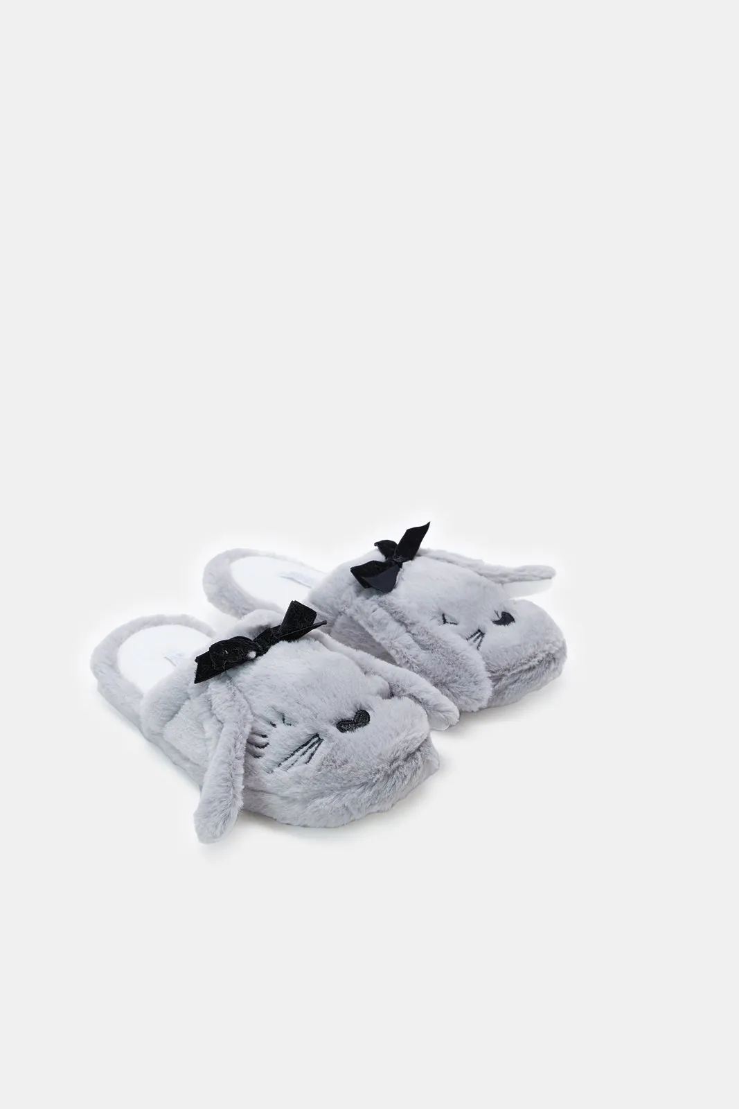 Women Grey Bunny Ears Slipper