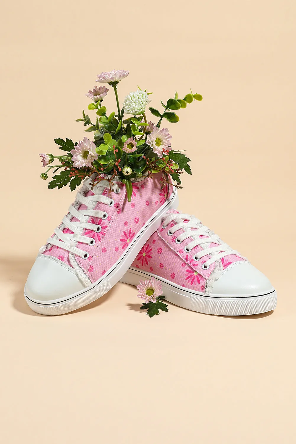 Women's Floral Print Low Cut Canvas Shoes Fashion Comfortable Sneakers