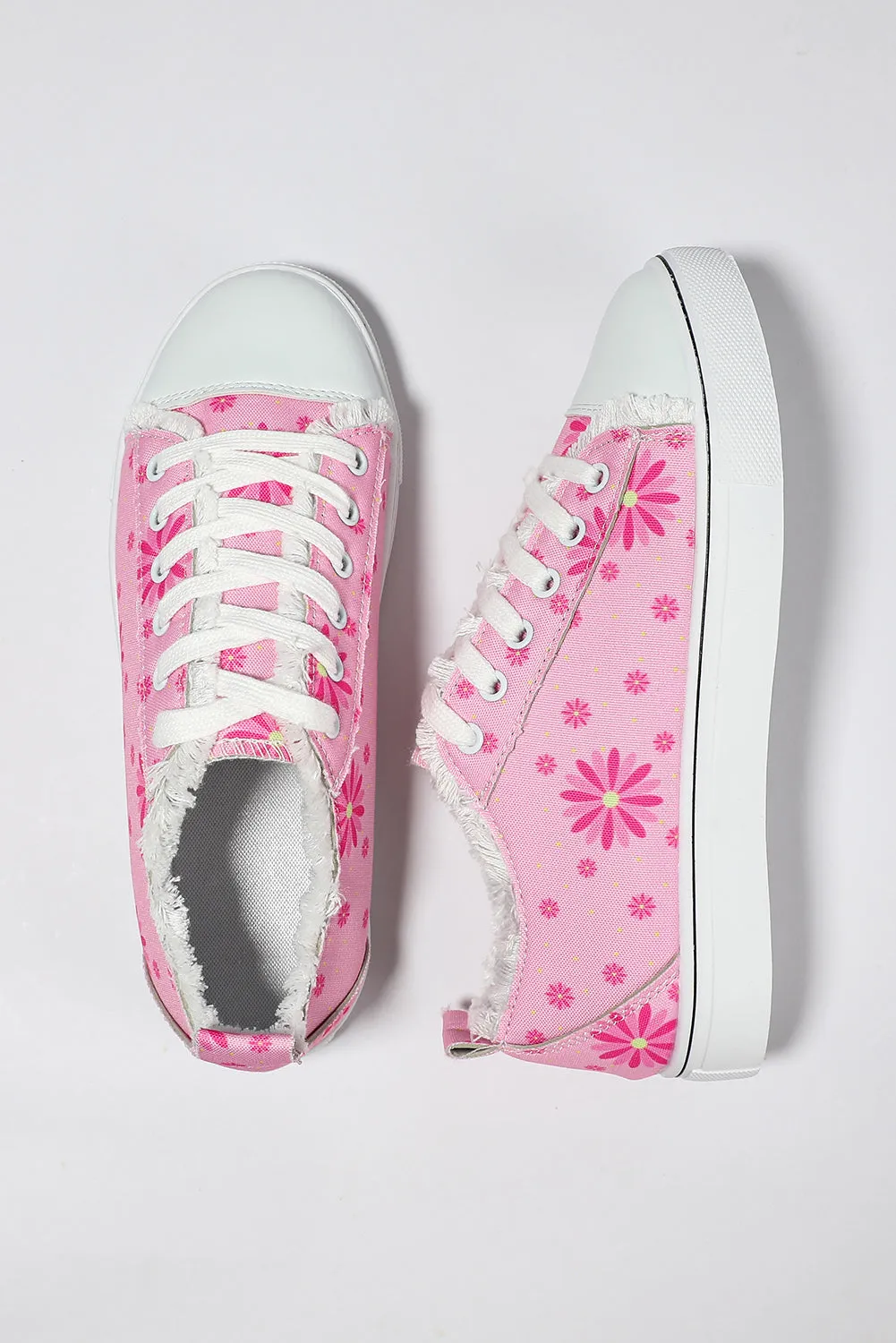 Women's Floral Print Low Cut Canvas Shoes Fashion Comfortable Sneakers