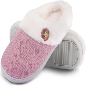 Women's Memory Foam Fuzzy House Slippers - Indoor Outdoor with Faux Fur Lining