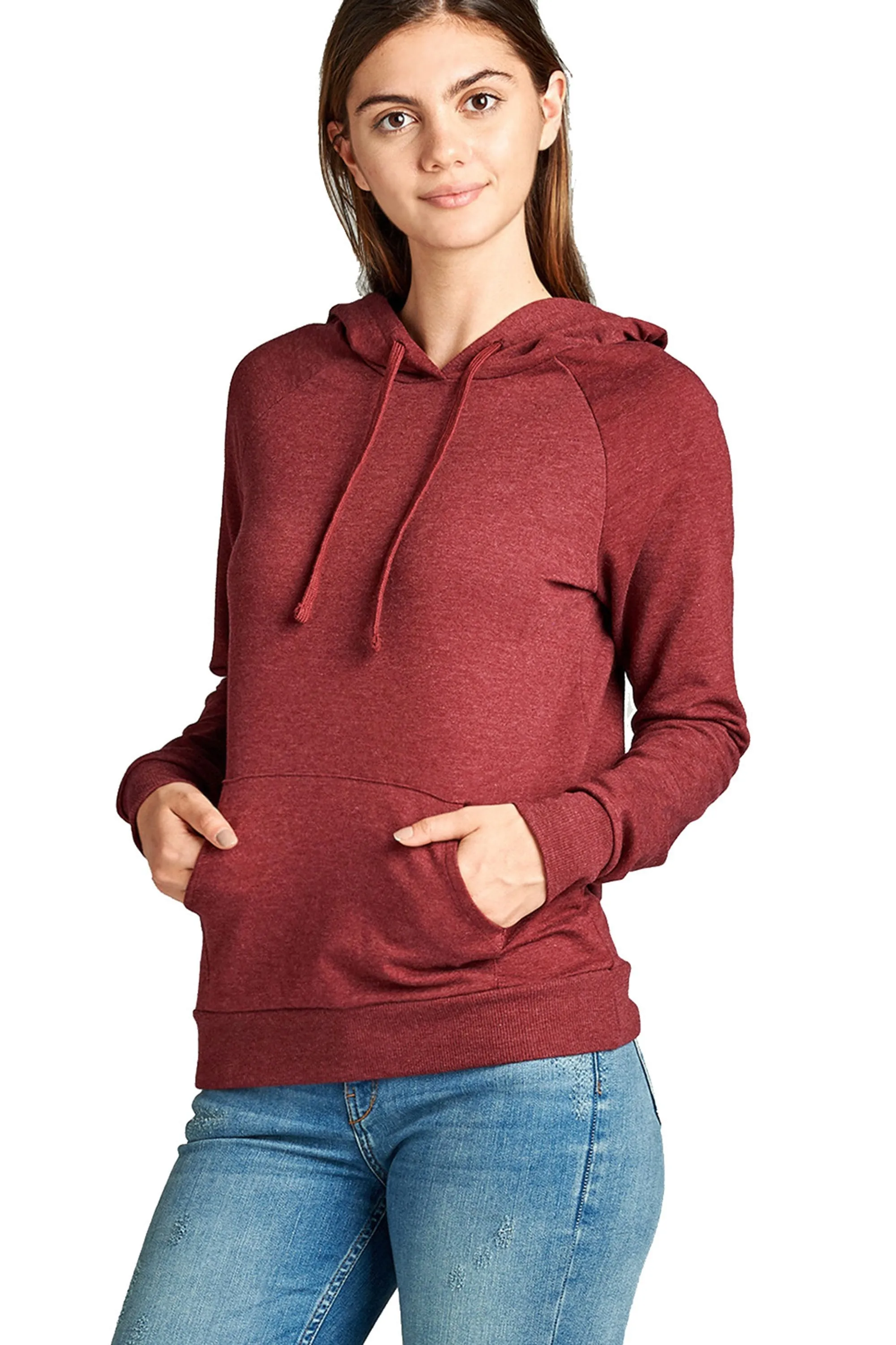 Women's PLUS SIZE Casual Drawstring Kangaroo Pocket Hooded Sweatshirt