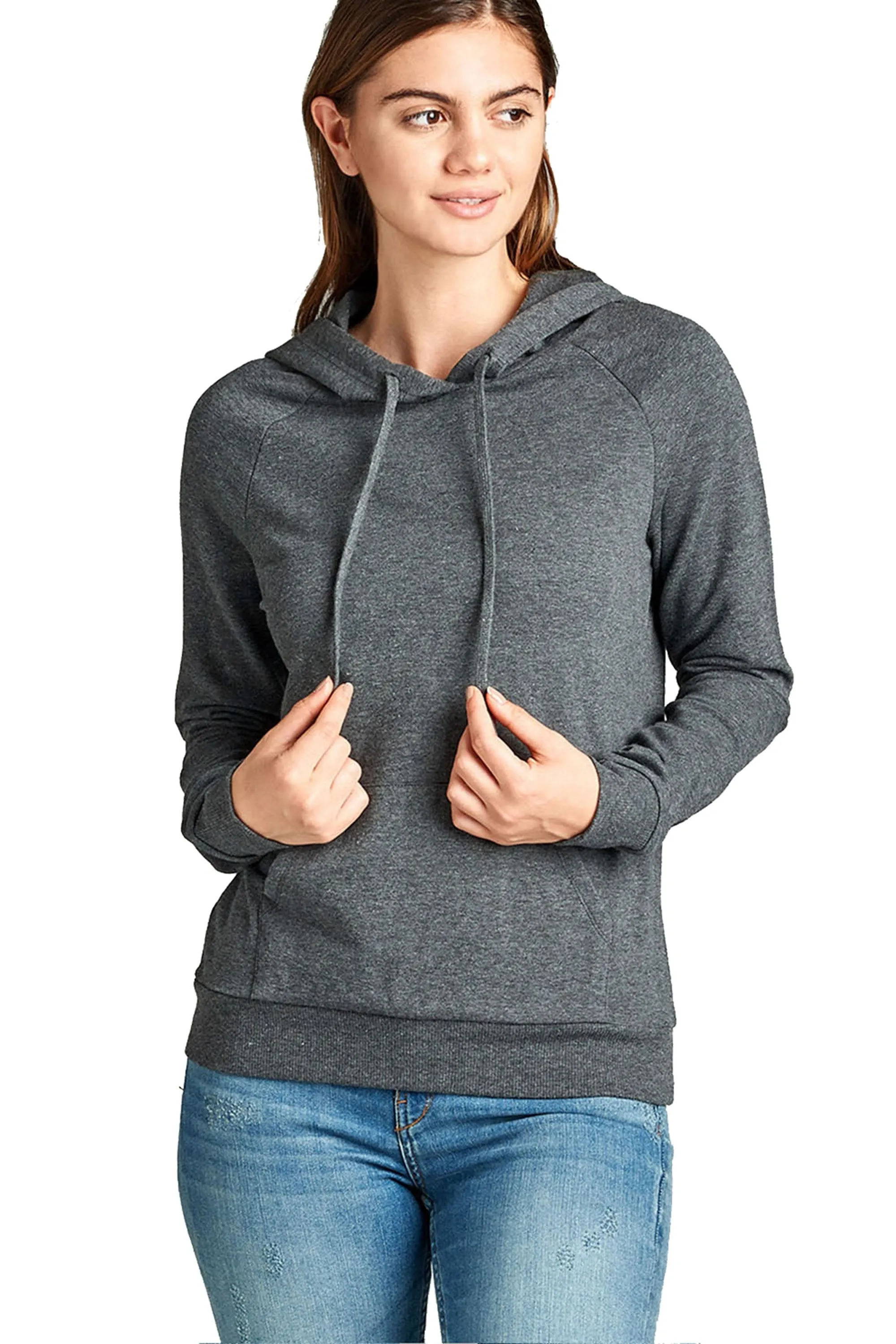 Women's PLUS SIZE Casual Drawstring Kangaroo Pocket Hooded Sweatshirt