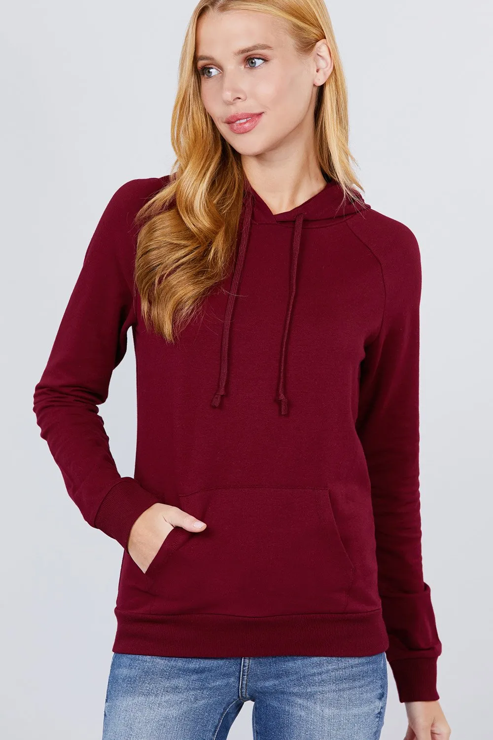 Women's PLUS SIZE Casual Drawstring Kangaroo Pocket Hooded Sweatshirt