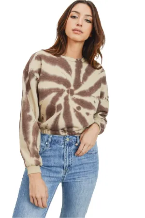 Women's Tie Dye Casual Fall Long Sleeves Printed Colorblock Pullover Sweatshirt