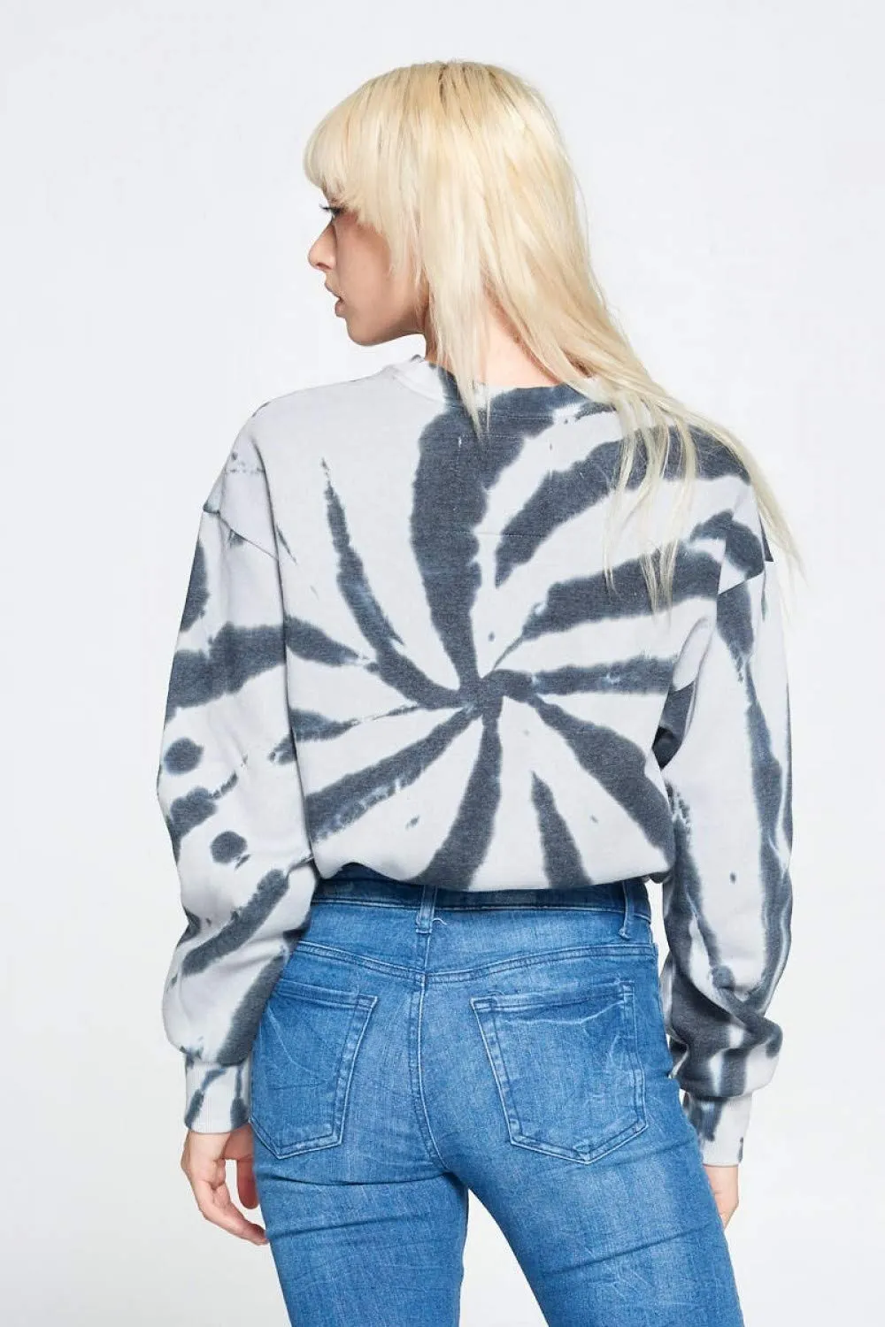 Women's Tie Dye Casual Fall Long Sleeves Printed Colorblock Pullover Sweatshirt