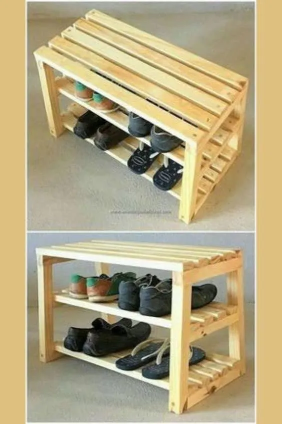 Wooden Handmade Solid Sheesham Wood Shoe Rack