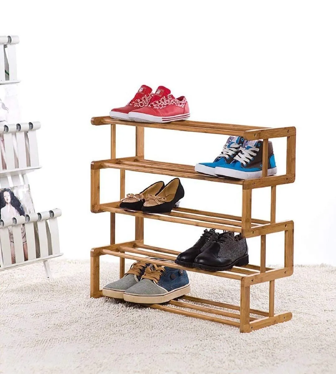 Wooden Handmade Stylish Solid Sheesham Wood Shoe Rack