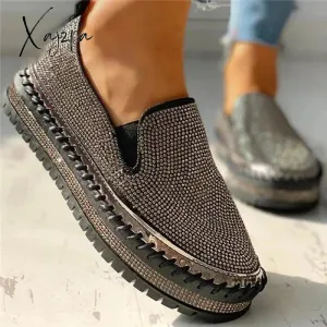 Xajzpa - Women Casual Fashion Rhinestone Slip-on Sneakers