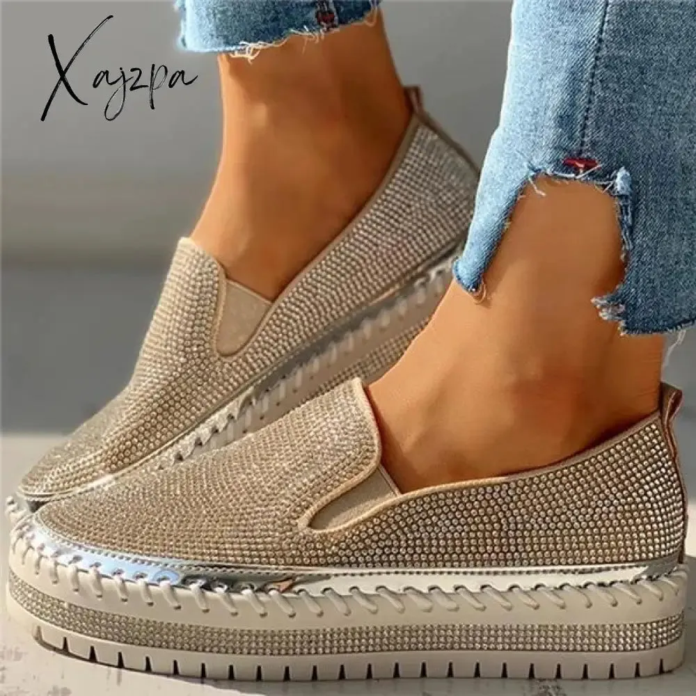 Xajzpa - Women Casual Fashion Rhinestone Slip-on Sneakers