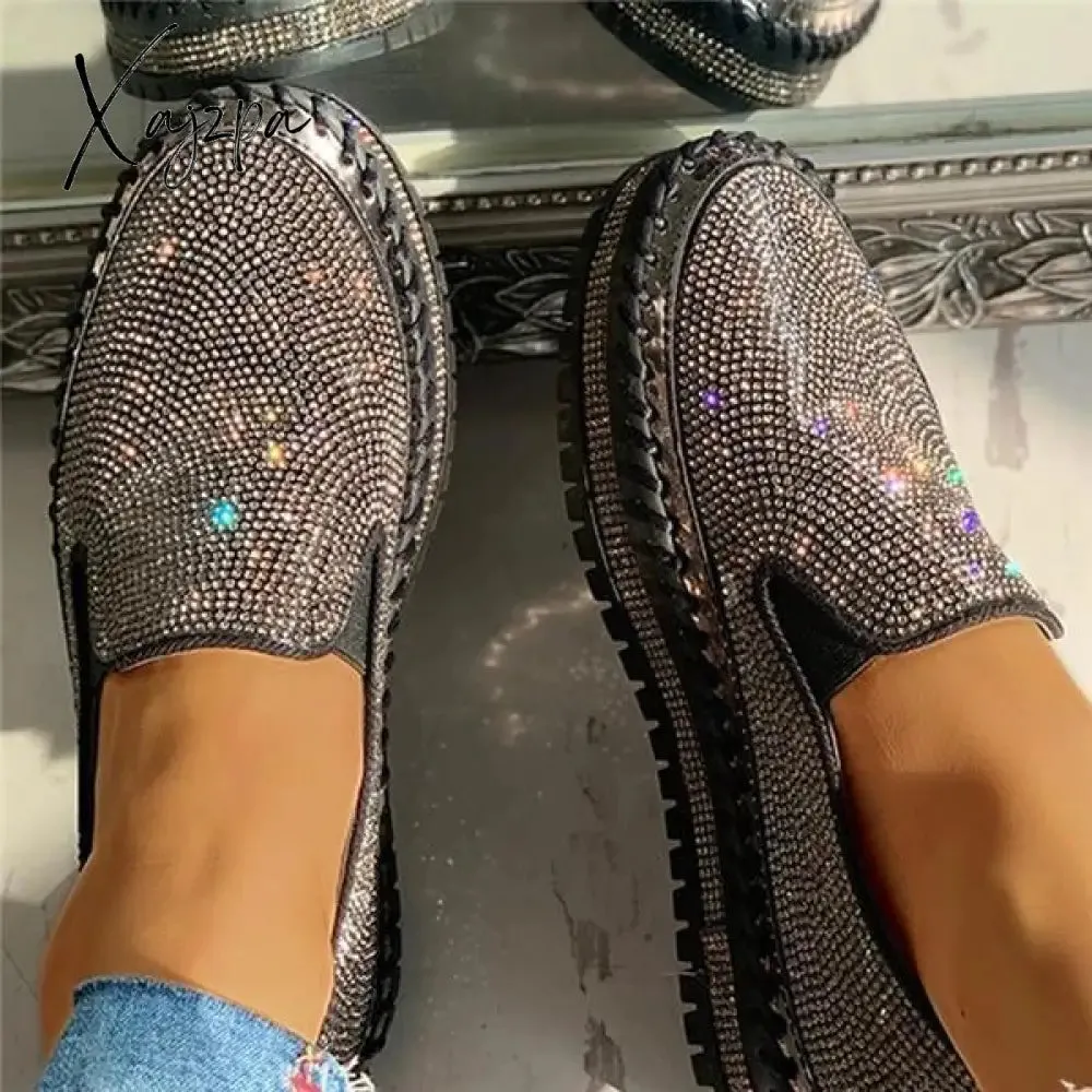 Xajzpa - Women Casual Fashion Rhinestone Slip-on Sneakers