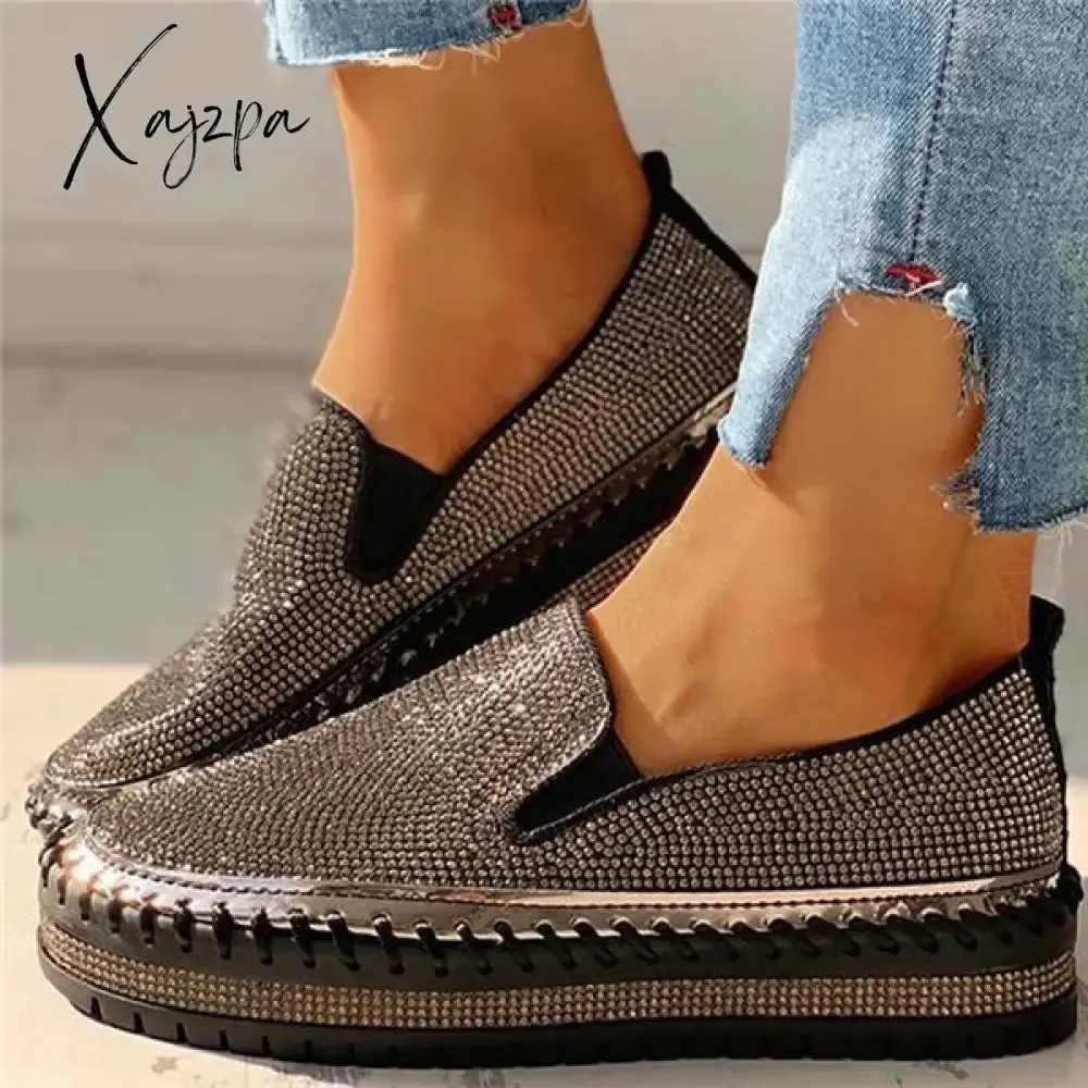 Xajzpa - Women Casual Fashion Rhinestone Slip-on Sneakers