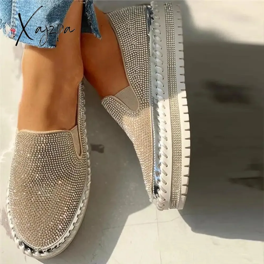 Xajzpa - Women Casual Fashion Rhinestone Slip-on Sneakers