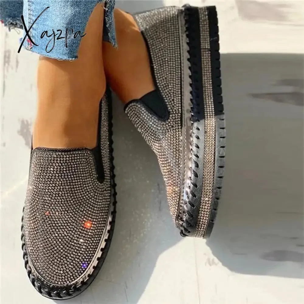 Xajzpa - Women Casual Fashion Rhinestone Slip-on Sneakers