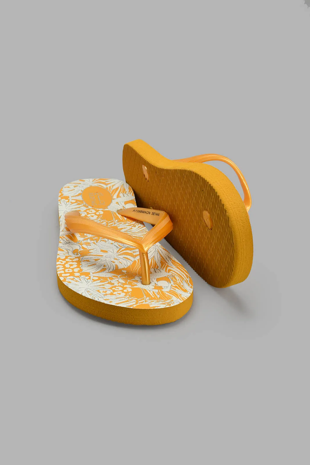 Yellow Embellished Flip Flop