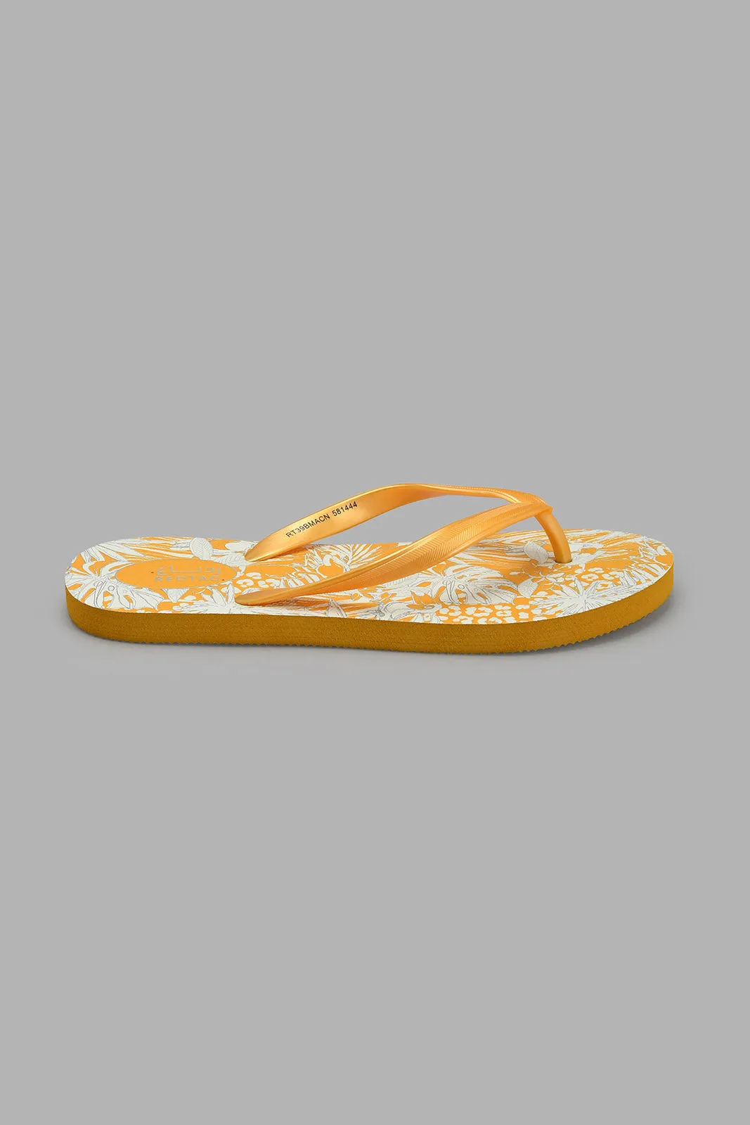 Yellow Embellished Flip Flop