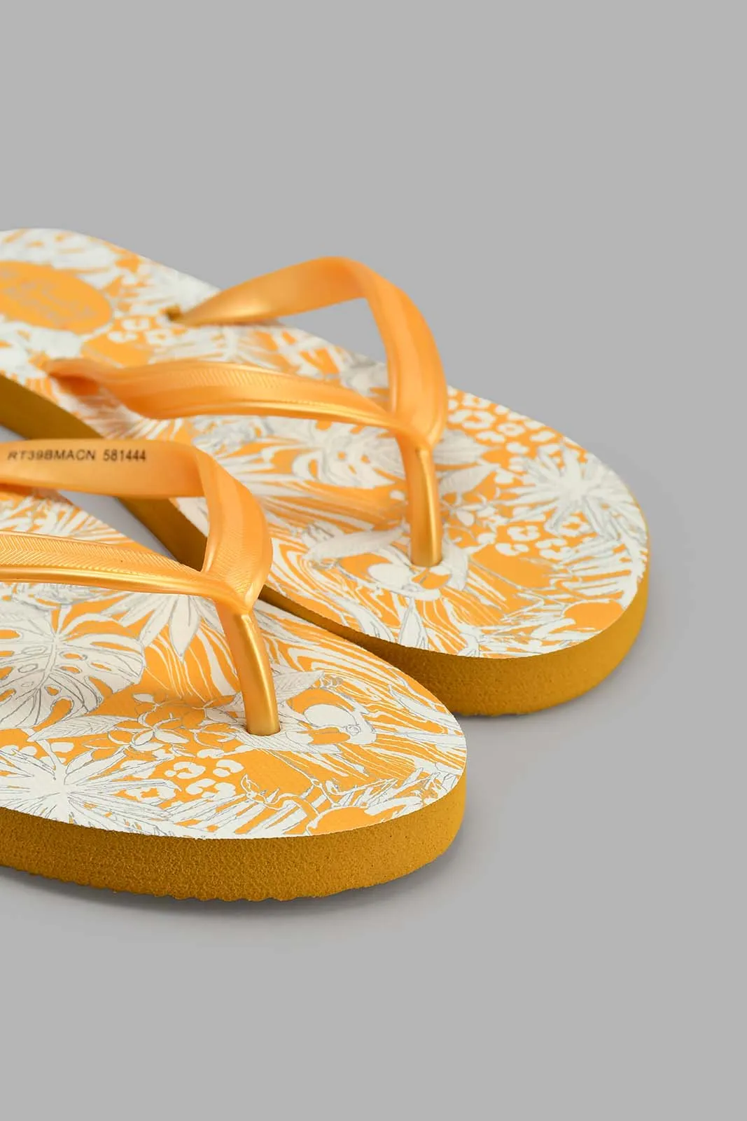 Yellow Embellished Flip Flop