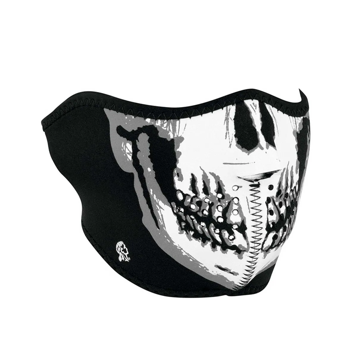 Zanheadgear WNFM002H White and Black Neoprene Skull Half Face Mask Design